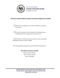 Document preview: Domestic Limited Liability Company Articles of Amendment - New Mexico