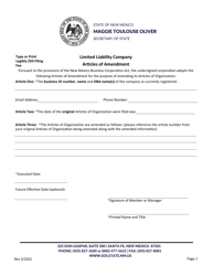 Domestic Limited Liability Company Articles of Amendment - New Mexico, Page 2