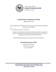 Document preview: Limited Liability Company Restated Articles of Organization - New Mexico
