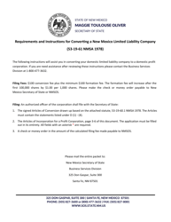 Document preview: Converting a New Mexico Limited Liability Company - New Mexico