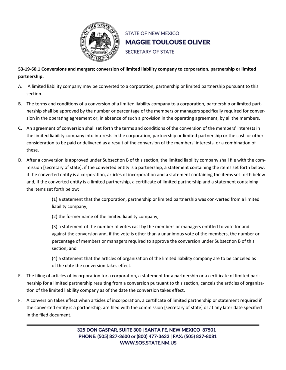 Converting a New Mexico Limited Liability Company - New Mexico, Page 2