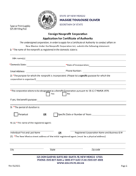 Foreign Nonprofit Corporation Application for Certificate of Authority - New Mexico, Page 2