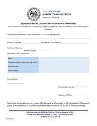 Document preview: Application for Tax Clearance for Dissolution or Withdrawal - New Mexico