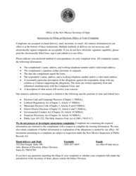 Elections, Ethics, and Voter Complaint Forms - New Mexico