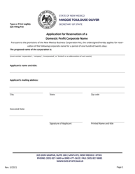 Document preview: Application for Reservation of a Domestic Profit Corporate Name - New Mexico