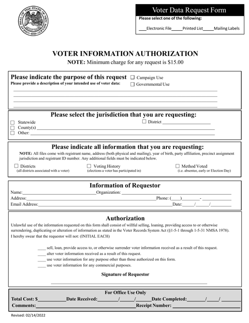 Voter Information Authorization - New Mexico Download Pdf