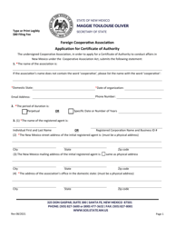 Foreign Cooperative Association Application for Certificate of Authority - New Mexico, Page 2