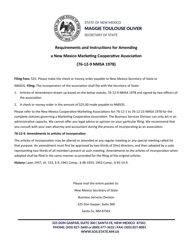 Document preview: New Mexico Marketing Cooperative Association Articles of Amendment - New Mexico