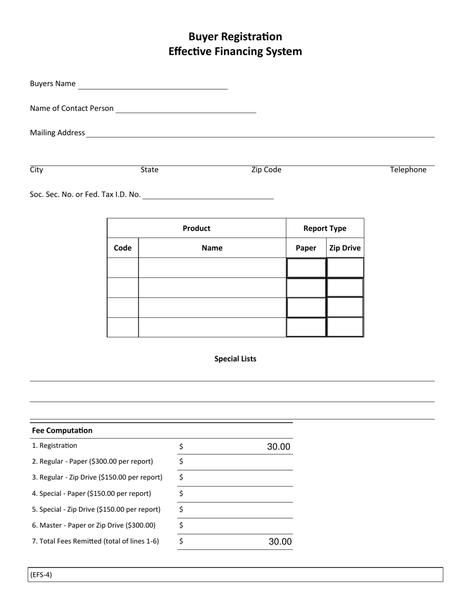 Form EFS-4 - Fill Out, Sign Online and Download Fillable PDF, New ...
