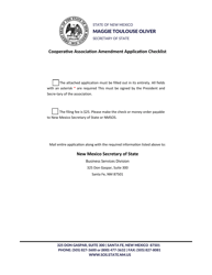 Document preview: Cooperative Association Articles of Amendment - New Mexico