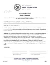 Cooperative Association Articles of Dissolution - New Mexico, Page 2
