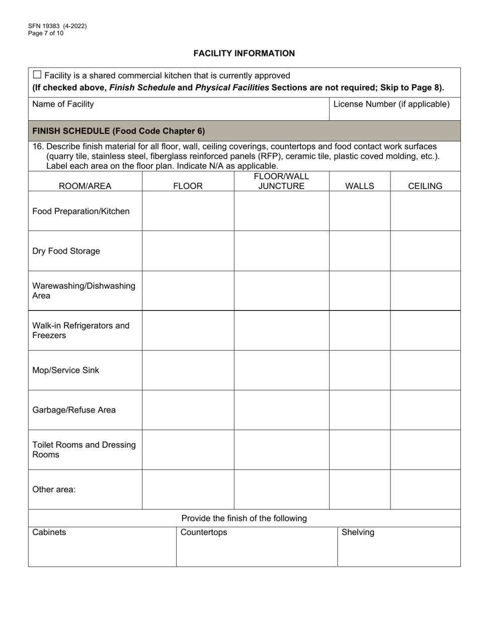 Form SFN19383 Mobile Food Unit License Application - North Dakota, Page 7