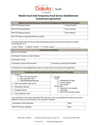 Document preview: Mobile Food Unit/Temporary Food Service Establishment Commissary Agreement - North Dakota