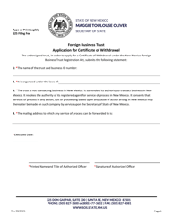 Foreign Business Trust Application for Certificate of Withdrawal - New Mexico, Page 2