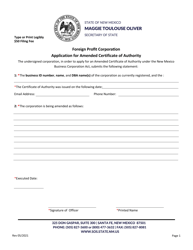 Foreign Profit Corporation Application for Amended Certificate of Authority - New Mexico, Page 2