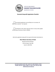 Document preview: Nonprofit Corporation Articles of Incorporation - New Mexico