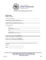 General Partnership Registration Form - New Mexico
