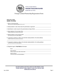 Document preview: Foreign Limited Partnership Registration Form - New Mexico