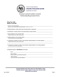 Document preview: Foreign Limited Liability Limited Partnership Registration Form - New Mexico