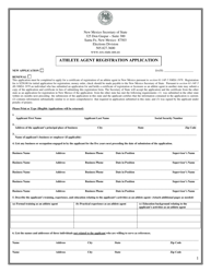 Document preview: Athlete Agent Registration Application - New Mexico