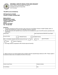 Document preview: Form SFN61109 Informal Dispute Resolution (Idr) Request - North Dakota