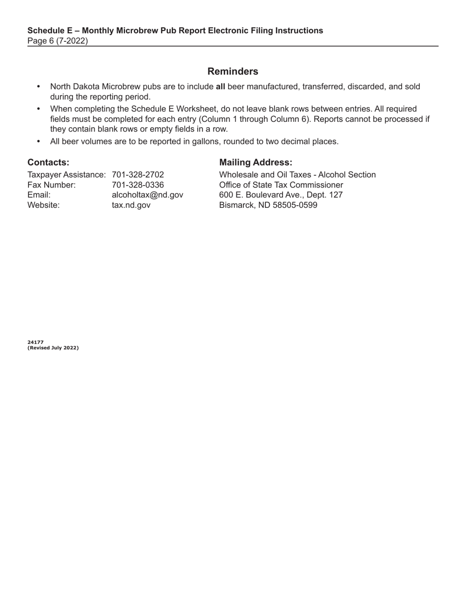 Instructions for Schedule E Monthly Microbrew Pub Report - North Dakota, Page 6