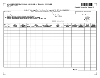 Form ND-LPG (SFN22986) Liquified Petroleum Gas Tax Report - North Dakota, Page 2
