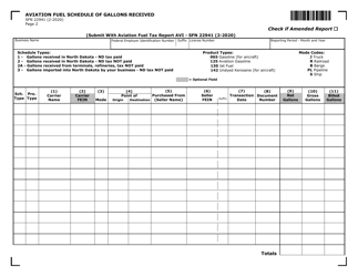 Form ND-AVI (SFN22941) Aviation Fuel Tax Report - North Dakota, Page 2