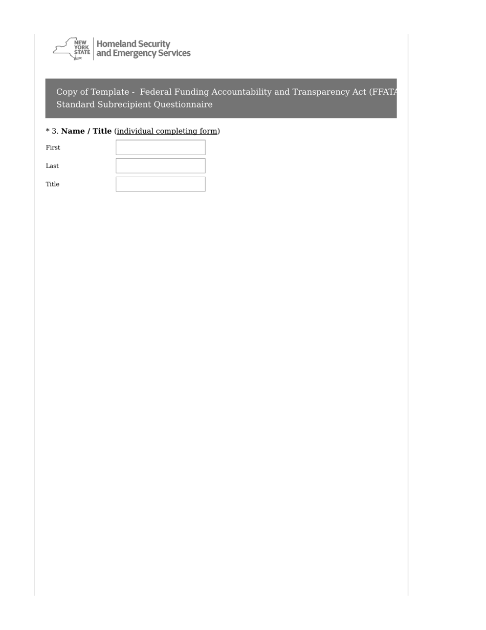 Federal Funding Accountability and Transparency Act (Ffata Standard) Subrecipient Questionnaire - New York, Page 4
