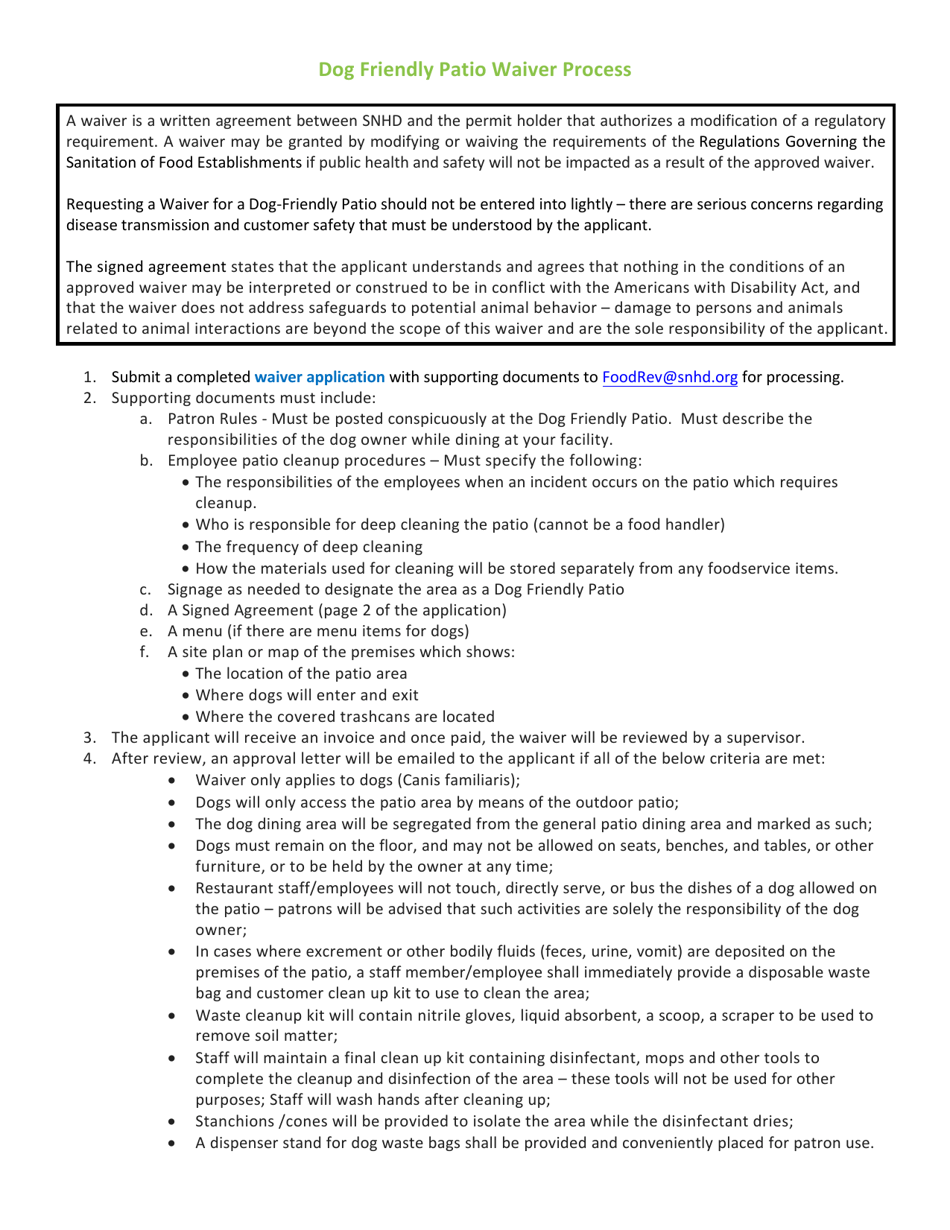 Dog Patio Waiver - Nevada, Page 3