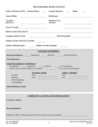 Document preview: Form S11-1111 Trust/Escrow Bank Account Checklist - North Carolina