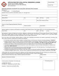 Document preview: Form SFN62189 Application for Local Retail Fireworks License - North Dakota