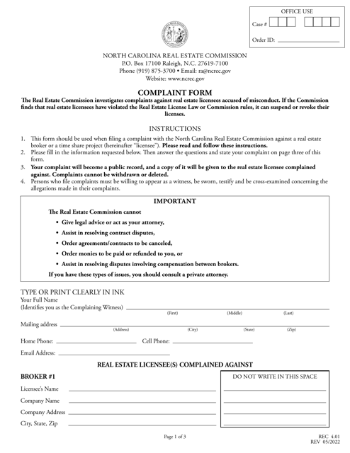 Form REC4.01  Printable Pdf