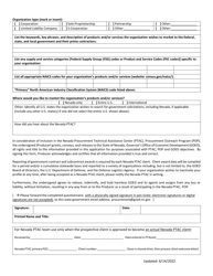 Client Questionnaire Form - Procurement Outreach Program - Nevada, Page 2