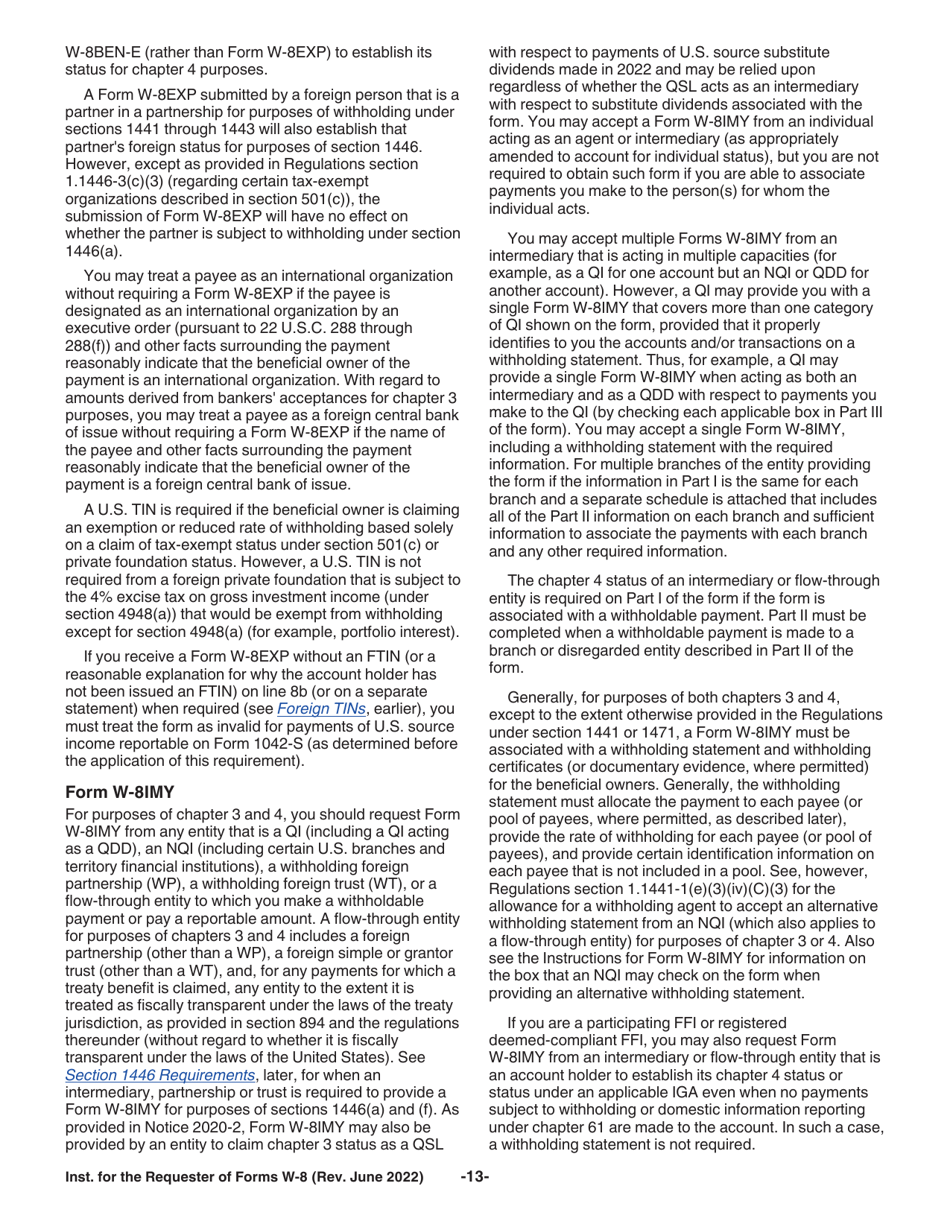 Instructions for the Requester of Forms W-8ben, W-8ben-E, W-8eci, W-8exp, and W-8imy, Page 13