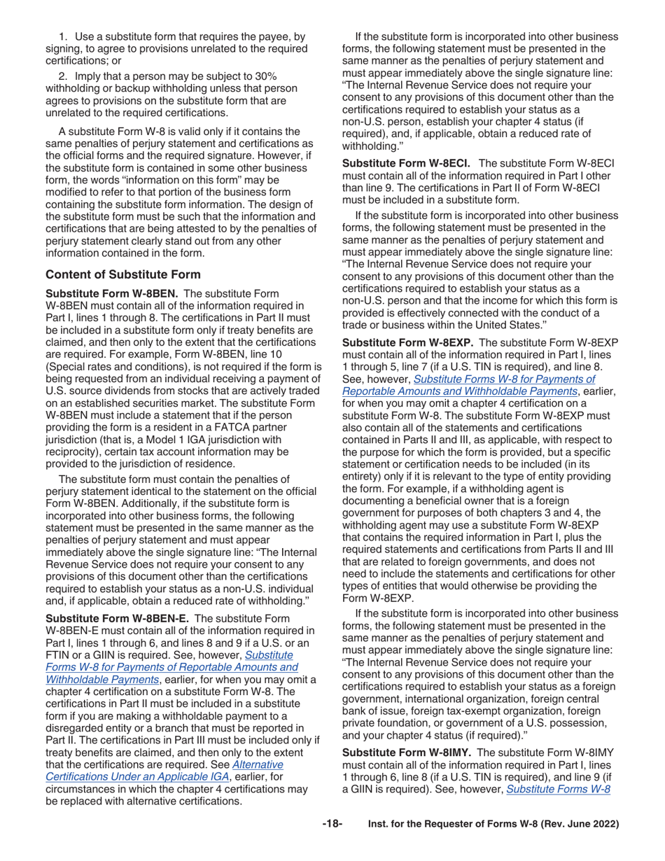 Instructions For The Requester Of Forms W-8ben, W-8ben-E, W-8eci, W ...