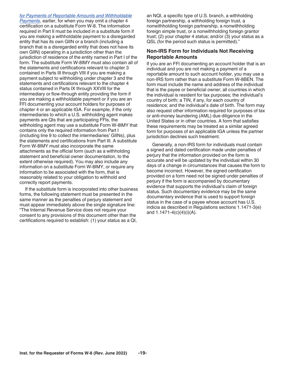 Instructions for the Requester of Forms W-8ben, W-8ben-E, W-8eci, W-8exp, and W-8imy, Page 19