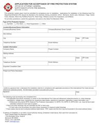 Document preview: Form SFN61949 Application for Acceptance of Fire Protection System - North Dakota