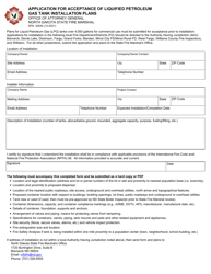Form SFN52040 Application for Acceptance of Liquified Petroleum Gas Tank Installation Plans - North Dakota