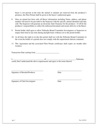 Private Treaty Production Sale Special Brand Inspection Agreement - Nebraska, Page 2