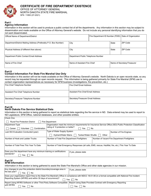 Form SFN11893  Printable Pdf