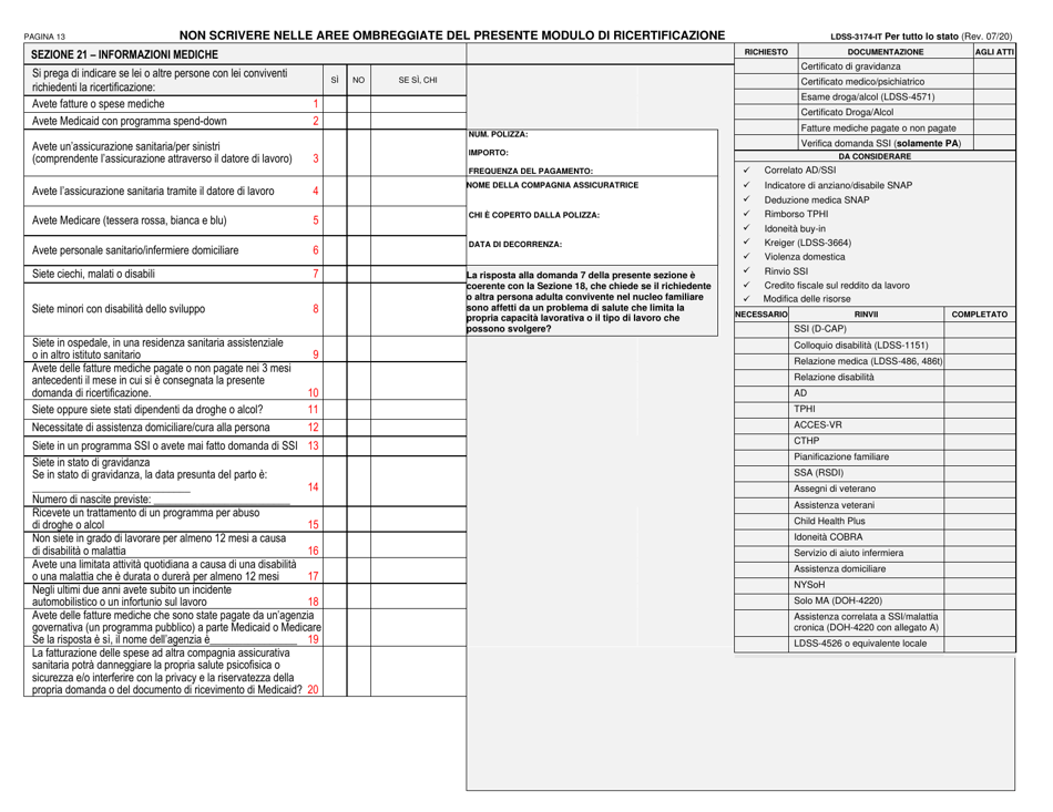 Form LDSS-3174 New York State Recertification Form for Certain Benefits and Services - New York (Italian), Page 14