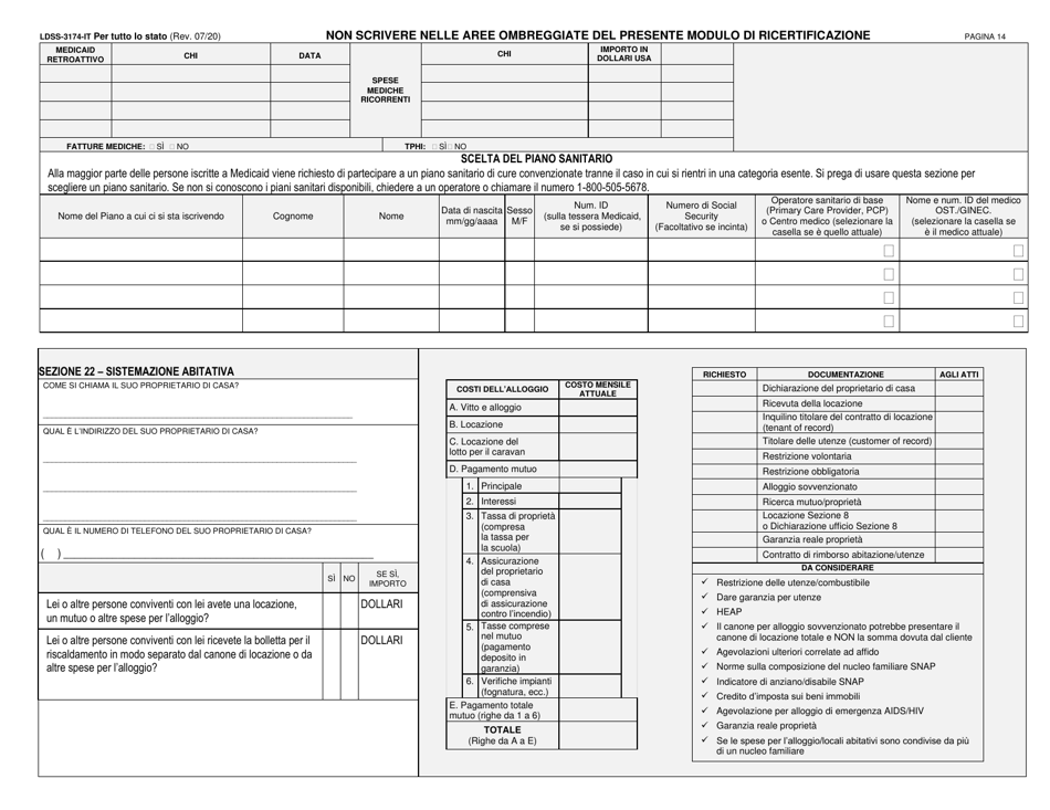 Form LDSS-3174 New York State Recertification Form for Certain Benefits and Services - New York (Italian), Page 15