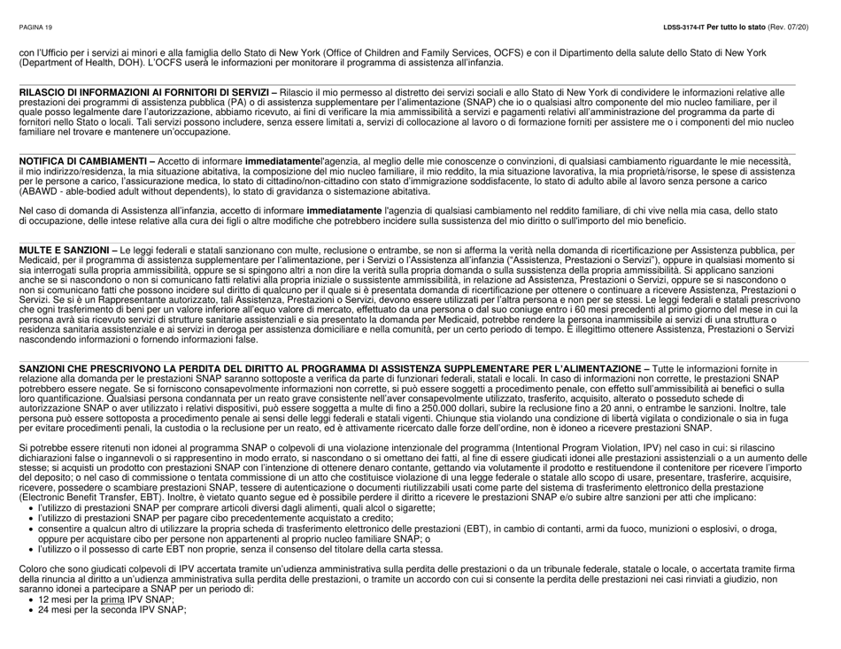 Form LDSS-3174 New York State Recertification Form for Certain Benefits and Services - New York (Italian), Page 20