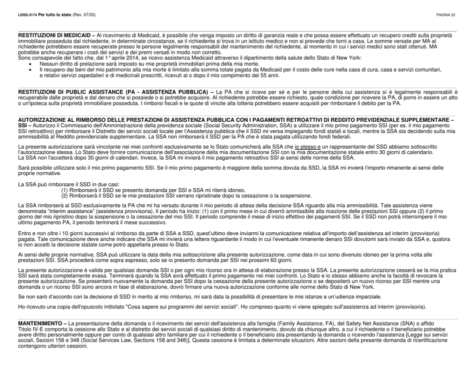Form LDSS-3174 New York State Recertification Form for Certain Benefits and Services - New York (Italian), Page 23