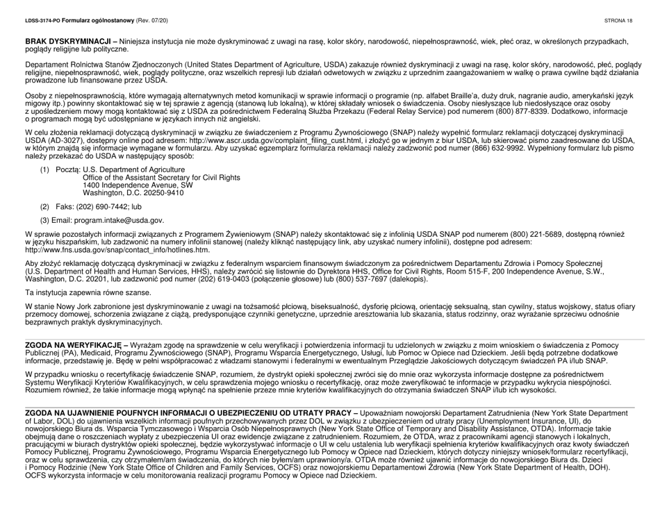 Form LDSS-3174 New York State Recertification Form for Certain Benefits and Services - New York (Polish), Page 19