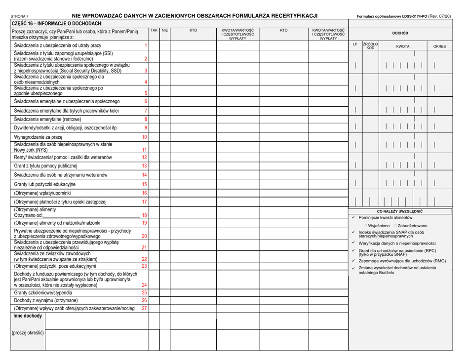 Form LDSS-3174 New York State Recertification Form for Certain Benefits and Services - New York (Polish), Page 8