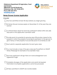 Document preview: Hemp Grower License Application - Oklahoma