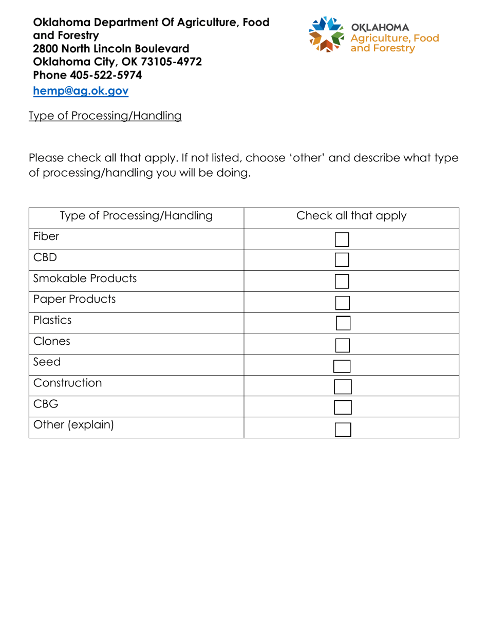 Hemp Processor / Handler License Application - Oklahoma, Page 4