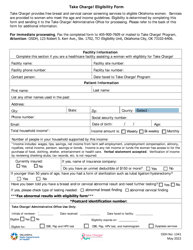 ODH Form 1341 Take Charge! Eligibility Form - Oklahoma